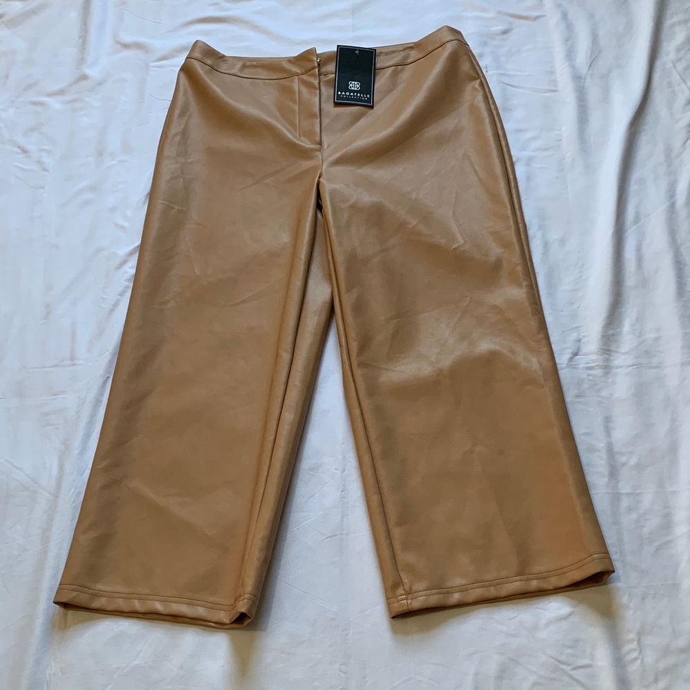 Tan Faux Leather Trousers